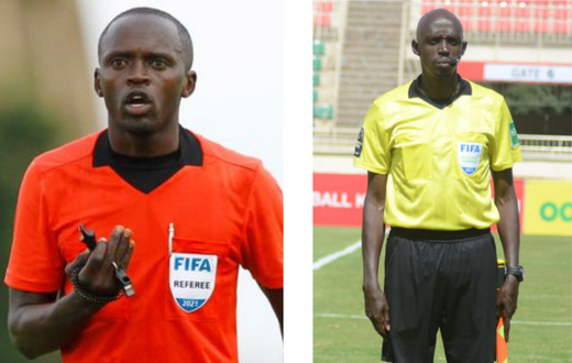 Elite Kenyan referees Peter Waweru Kamaku (left) and Gilbert Cheruiyot (right) have been selected for the 2021 Africa Cup of Nations final tournament in Cameroon beginning January 9 to 6 February 2022.