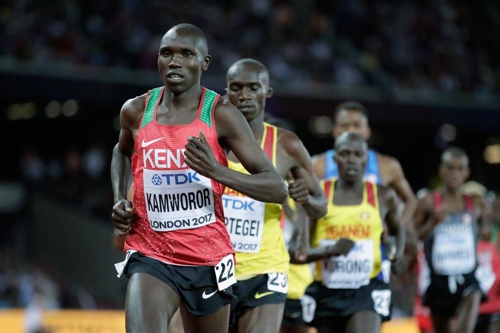 LONDON, ENGLAND - AUGUST 04: Geoffrey Kipsang Kamworor of Kenya competes in the Men's 10,000m Final during day one of the 16th IAAF World Athletics Championships London 2017 at The London Stadium on August 4, 2017 in London, United Kingdom. (Photo by Andy Lyons/Getty Images for IAAF)