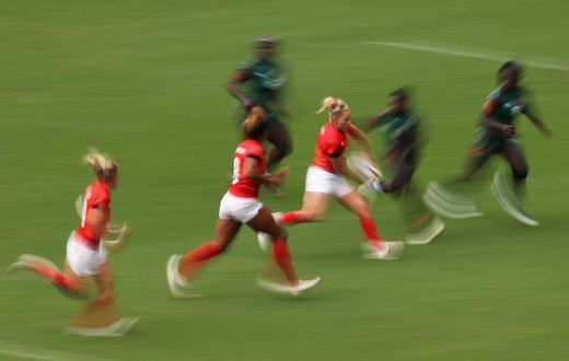 CHOFU, JAPAN - JULY 30: Abi Burton of Team Great Britain runs with the ball in the Women’s pool A match between Team Great Britain and Team Kenya during the Rugby Sevens on day seven of the Tokyo 2020 Olympic Games at Tokyo Stadium on July 30, 2021 in ...