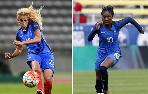 PSG teammates Kheira Hamraoui (left) and Aminata Diallo