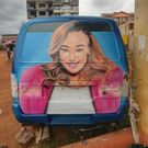 Betty Kyallo’s reaction as she spots Huge gravity of her face on Nairobi Matatu (Photos)
