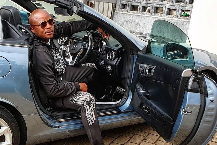 Jalang'o poses inside his Mercedes Benz SLK 200