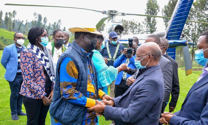 SK Macharia welcomes Raila Odinga to his home in Murang'a