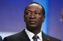 Former President of Burkina Faso, Blaise Compaore, sits on stage to support a commitment to stop poaching of African elephants at the Clinton Global Initiative (CGI) in New York September 26, 2013.