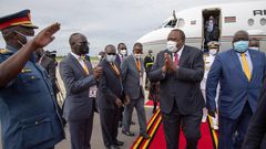 Uhuru arrives in Uganda for Museveni's Swearing in