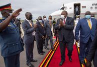 Uhuru arrives in Uganda for Museveni's Swearing in