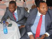 A file photo of Kiambu Governor Ferdinand Waititu (right) and his Nairobi counterpart Mike Sonko. The two on Wednesday publicly met for the first meeting since their leaked phone call