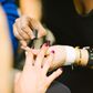 19. Having a manicure.