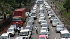 Motorists held up in a traffic jam in Nairobi