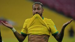Star quality:  Neymar celebrates after scoring against Peru in a World Cup qualifier last month