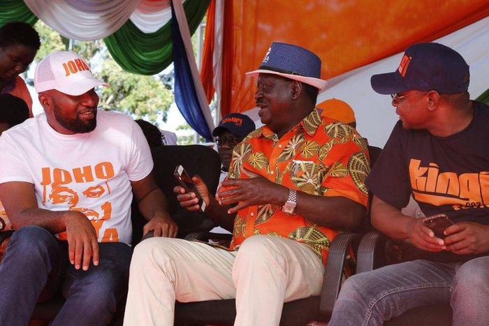 File image of Raila Odinga with Hassan Joho and Amason Kingi