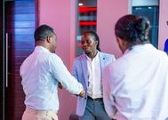 Eugene Mbugua meeting businessmen in Tanzania