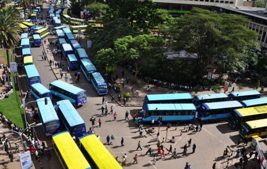 Matatus on Nairobi's Moi Avenue where Kencom and Ambassador stages are