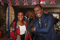 Journalist Jeff Koinange and Kenyan Environmentalist Elizabeth Wathuti during celebration of Queen Elizabeth's 95th birthday