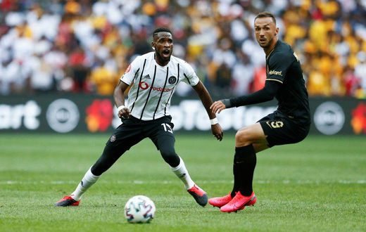 Orlando Pirates midfielder Fortune Makaringe (L) scored in a 2-0 CAF Confederation Cup play-offs victory over LPRC Oilers in Liberia on Sunday.