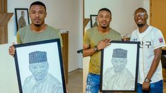 Alikiba in tears as fan surprises him with a portrait of his late Father (Video)