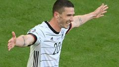 Robin Gosens celebrates scoring Germany's fourth goal against Portugal at Euro 2020