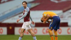 Everton striker Richarlison reacts after the final whistle at Aston Villa