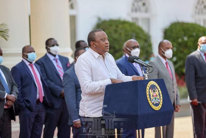 President Uhuru Kenyatta during a national address on March 12, 2020