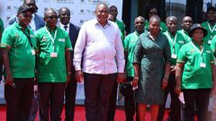 Former President Uhuru Kenyatta with former Land CS Faridah Karoney during the launch of the National Land Information Management System (NLIMS)