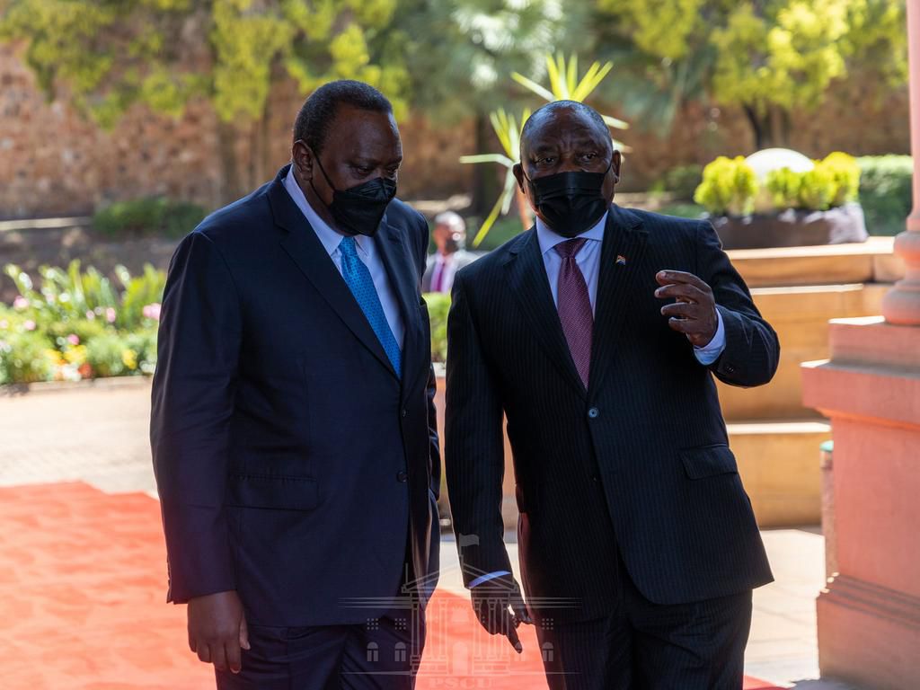 President Uhuru Kenyatta and President Cyril Ramaphosa during in South Africa