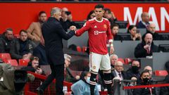 Manchester United manager Ole Gunnar Solskjaer with  Cristiano Ronaldo