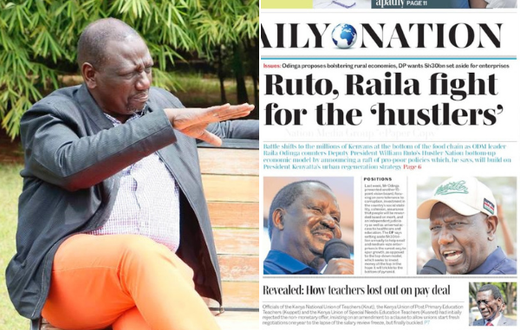 Deputy President William Ruto and frontpage of Daily Nation on July 14, 2021