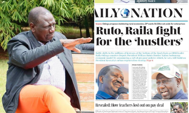 Deputy President William Ruto and frontpage of Daily Nation on July 14, 2021