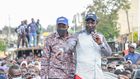 Deputy President William Ruto with Migori Governor Okoth Obado during pre-election campaigns in Awendo