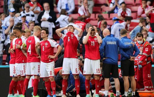 Denmark players were left visibly distraught by Christian Eriksen's on-pitch collapse