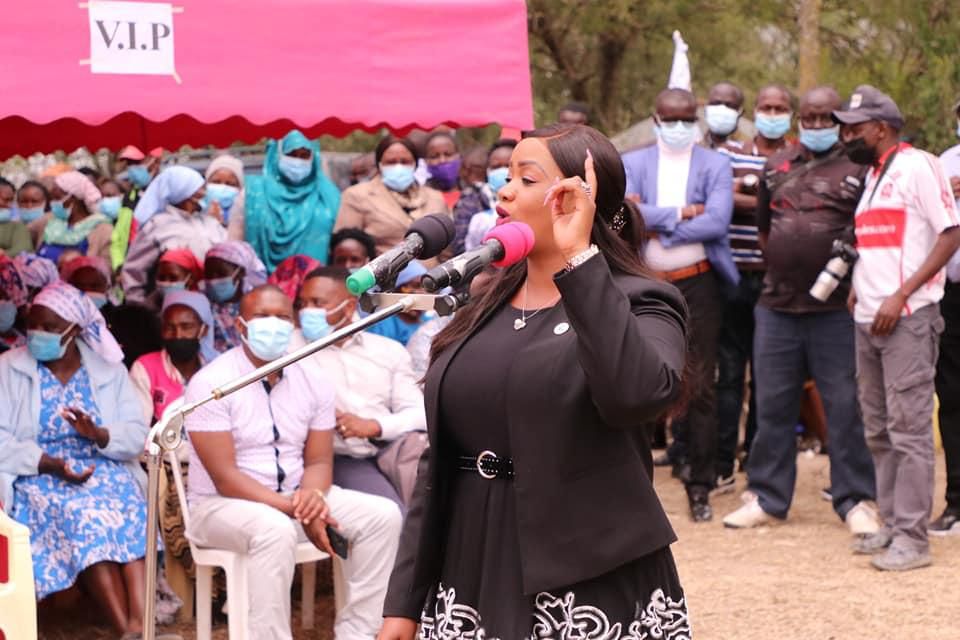 Laikipia Woman Rep Cate Waruguru speaking at a funeral in Laikipia on July 19, 2021