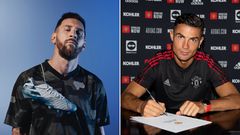 Argentinian footballer Lionel Messi and his Portuguese counterpart Cristiano Ronaldo