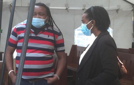 Activist Edwin Mutemi Kiama with his lawyer, Senior Counsel Martha Karua
