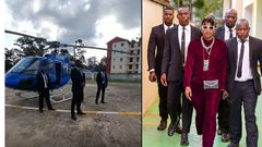 Eric Omondi lands at Moran Lounge for Luo Brunch in a Chopper