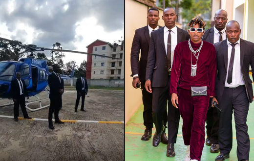 Eric Omondi lands at Moran Lounge for Luo Brunch in a Chopper