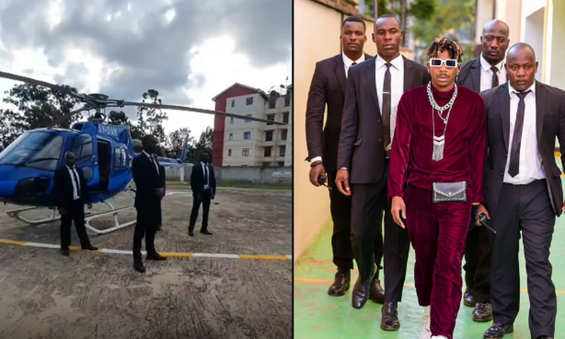Eric Omondi lands at Moran Lounge for Luo Brunch in a Chopper