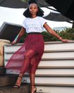 Influencer Maxine Wabosha rocking a stunning t-shirt look
