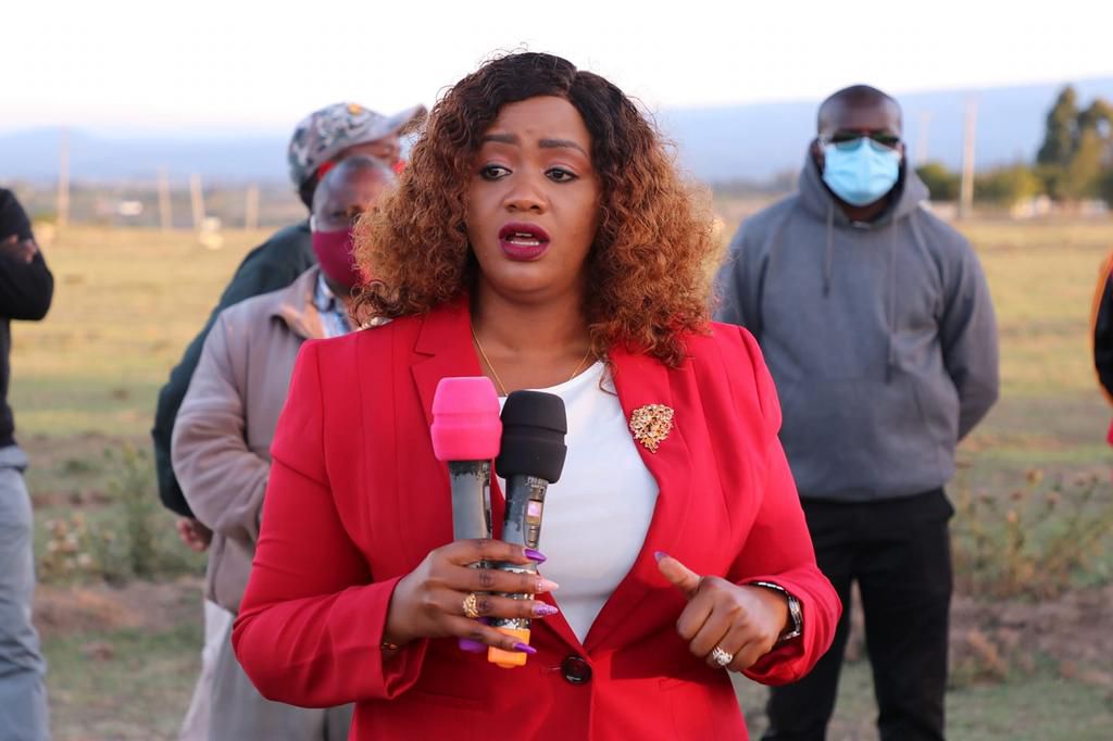 Laikipia Woman Representative Catherine Waruguru during a recent road-side address to her constituents