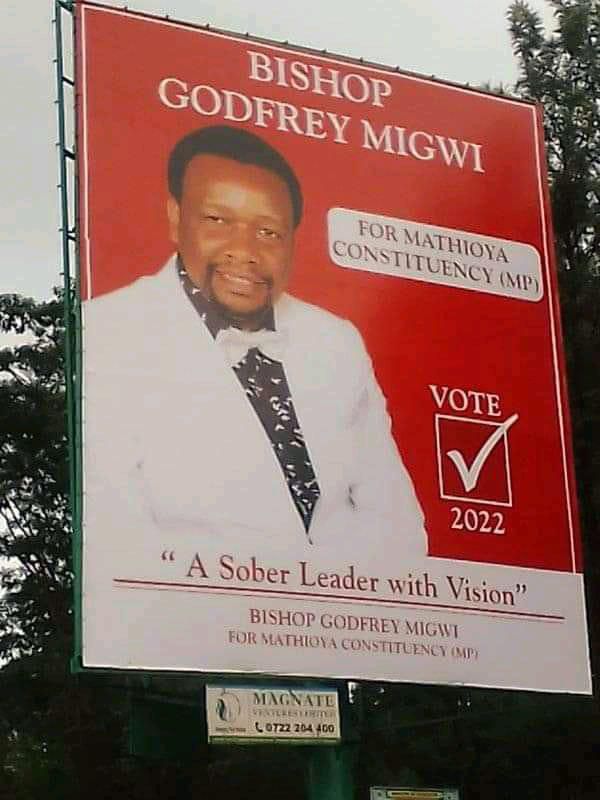 Bishop Godfrey Migwi announces bid for Mathioya parliamentary seat