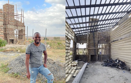 Activist Boniface Mwangi at the construction site of his Machakos family home. The house was invaded on the night of October 20, 2021