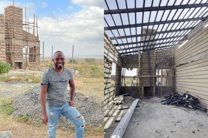 Activist Boniface Mwangi at the construction site of his Machakos family home. The house was invaded on the night of October 20, 2021