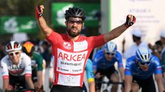 Nacer Bouhanni winning a stage on the Saudi Tour in February 2020