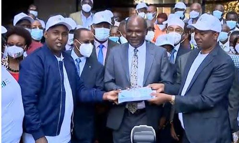 BBI Secretariat present signatures to IEBC at a past event