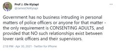 Reaction to Interior CS Fred Matiag'i proposal to bar relationships among policemen