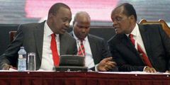 An undated photo of former President Uhuru Kenyatta (right) and  Marsden Naboka