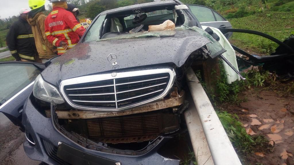 Wreckage of the vehicle which killed former Nyeri Governor Wahome Gakuru