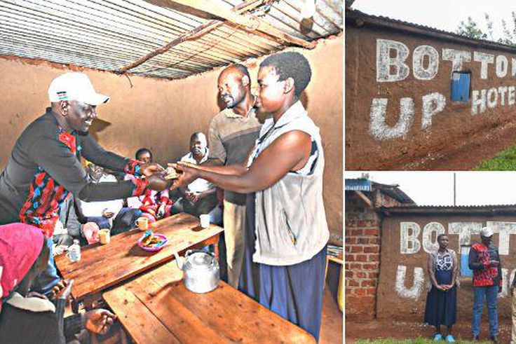 Deputy President at a mud-walled Bottom Up Hotel in Nyamira county