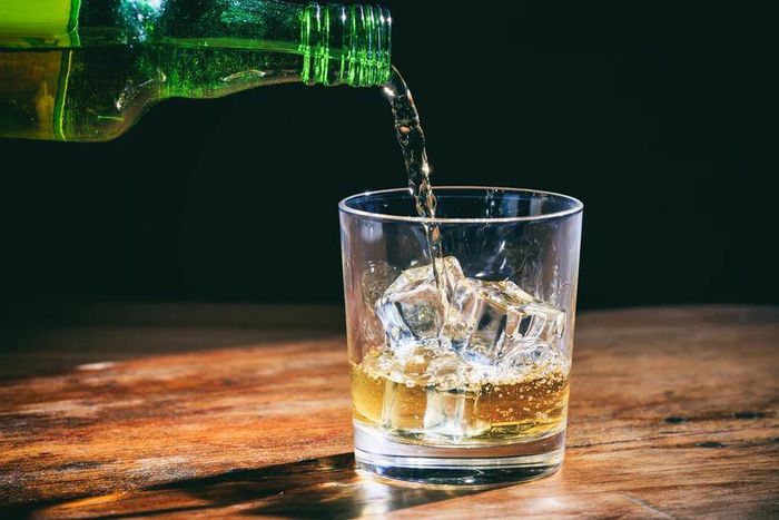 Drink poured in a glass