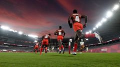 Tokyo , Japan - 26 July 2021; Kenya players run out before the rugby sevens men's pool A match between South Africa and Kenya at the Tokyo Stadium during the 2020 Tokyo Summer Olympic Games in Tokyo, Japan. (Photo By Stephen McCarthy/Sportsfile via Get...