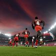 Tokyo , Japan - 26 July 2021; Kenya players run out before the rugby sevens men's pool A match between South Africa and Kenya at the Tokyo Stadium during the 2020 Tokyo Summer Olympic Games in Tokyo, Japan. (Photo By Stephen McCarthy/Sportsfile via Get...